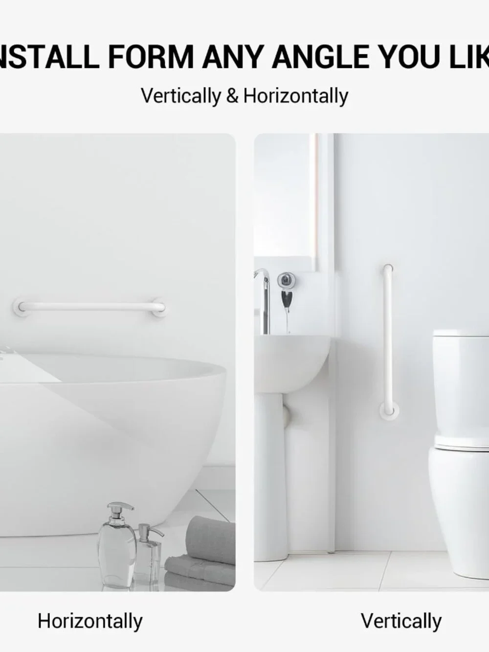 16 Inch Grab Bars for Bathtubs and Showers White, Safety Shower Grab Bars for Se